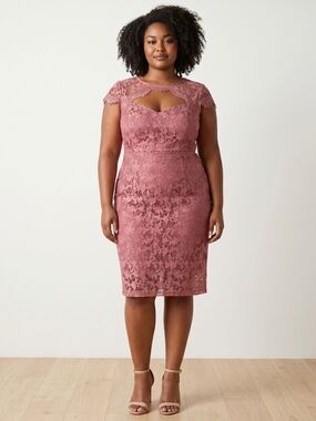City Chic Dusty Rose Lace Midi Dress | Size 16 - NWT